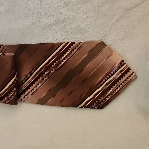 Vtg JOSKE'S 1980s Brown Striped Slim Clip-on Tie - Picture 4 of 8